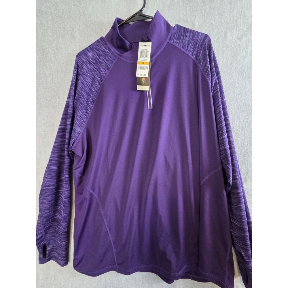 Ideology 3X Activewear 1/4 Zip Pullover Top Purple Reflective Running Yoga NEW